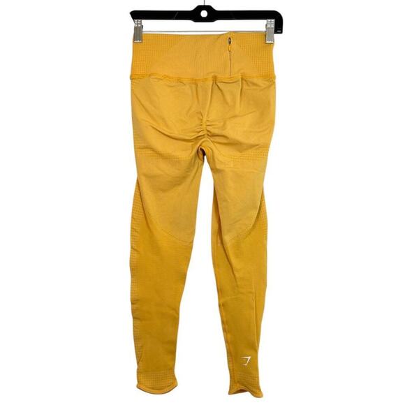 Gymshark Vital Rise Seamless Leggings Size Medium Yellow Marl High Rise Ruched - Picture 4 of 12